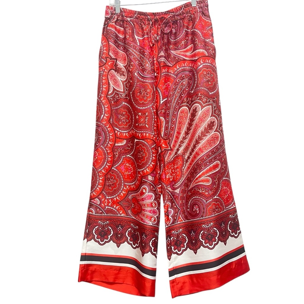 Lauren Ralph Lauren Paisley-Print Wide-Leg Pants Size L